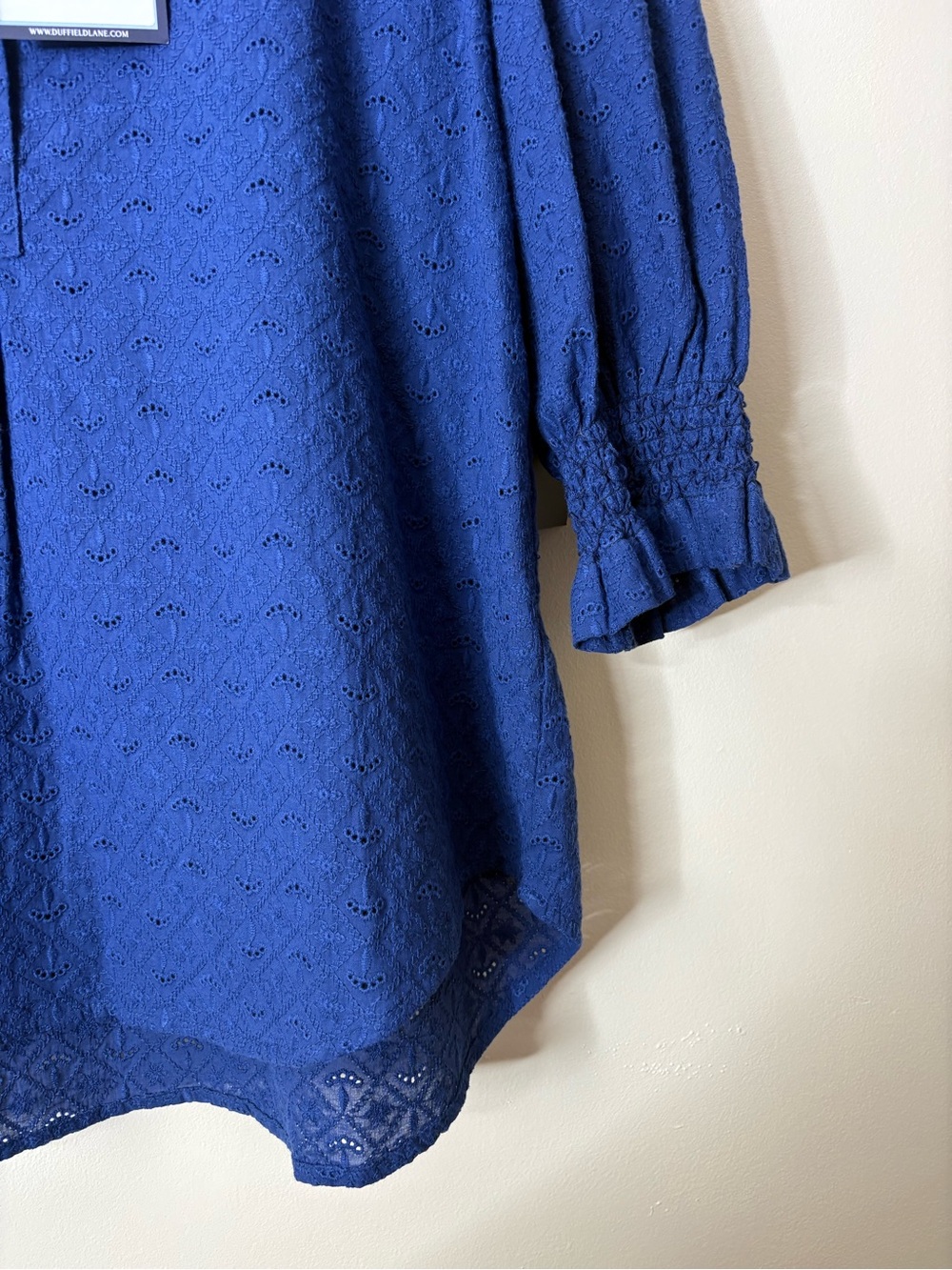 Tuckernuck Duffield Lane Percy Popover Top Navy Eyelet - Picture 4 of 6